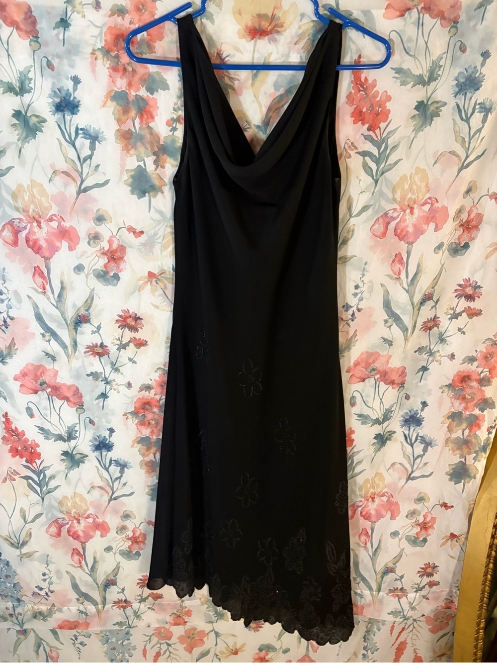 Vintage Black Cowl Neck Women's Dress